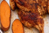 Sheet Pan Spatchcock Chicken with Roasted Sweet Potatoes