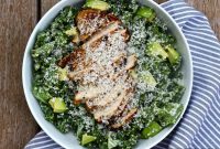 Grilled Chicken Kale Caesar Salad with Creamy Dressing