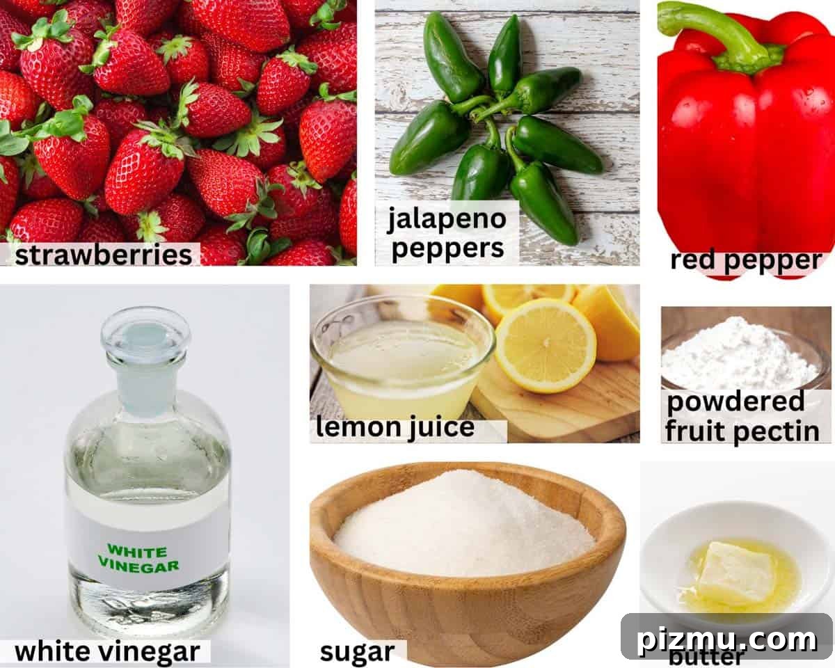 Spicy Jalapeño Strawberry Jam Recipe 4 ingredients to make strawberry jalapeno jam.
