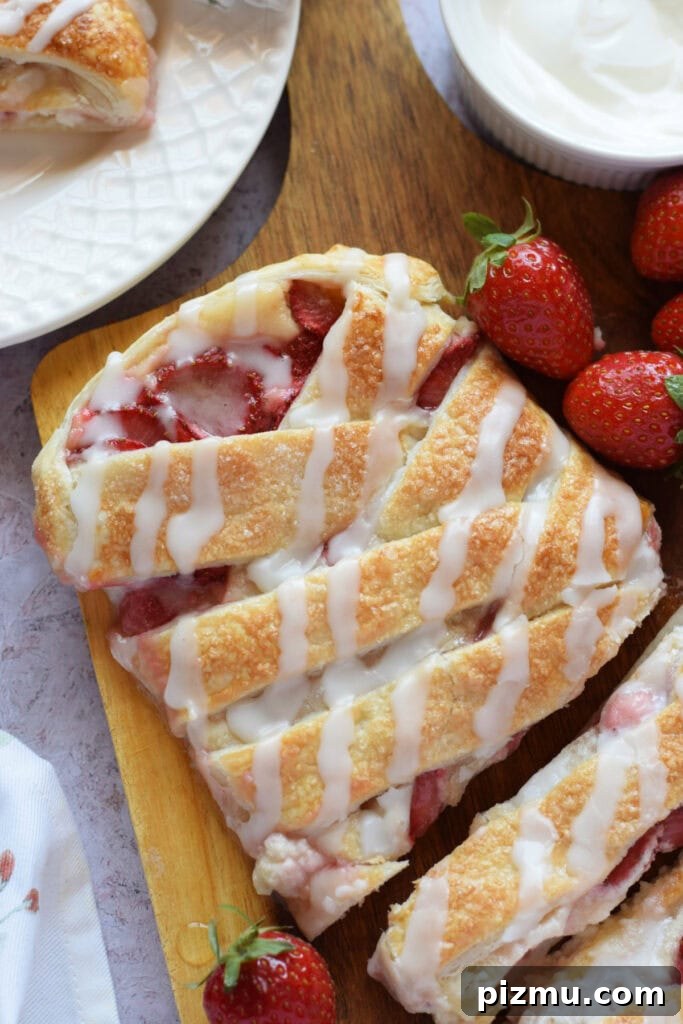 Homemade Strawberry Puff Pastry Danish Recipe 14 Strawberry pastry with fresh strawberries.