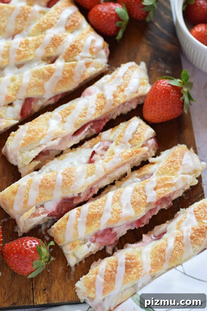 Homemade Strawberry Puff Pastry Danish Recipe 4 A danish filled with fresh strawberries.