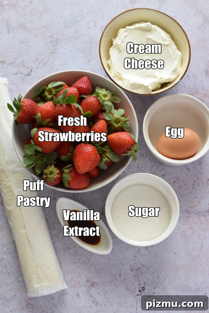 Homemade Strawberry Puff Pastry Danish Recipe 5 Ingredients to make a strawberry puff pastry danish.