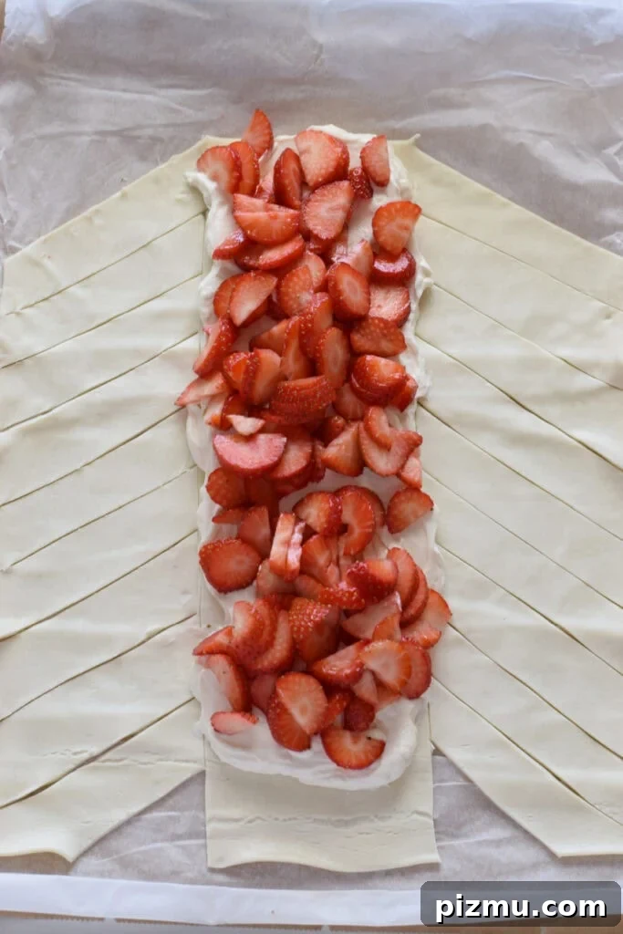 Homemade Strawberry Puff Pastry Danish Recipe 8 Pastry filled with cream cheese and strawberries.