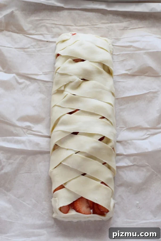 Homemade Strawberry Puff Pastry Danish Recipe 9 Ready to bake pastry braid.