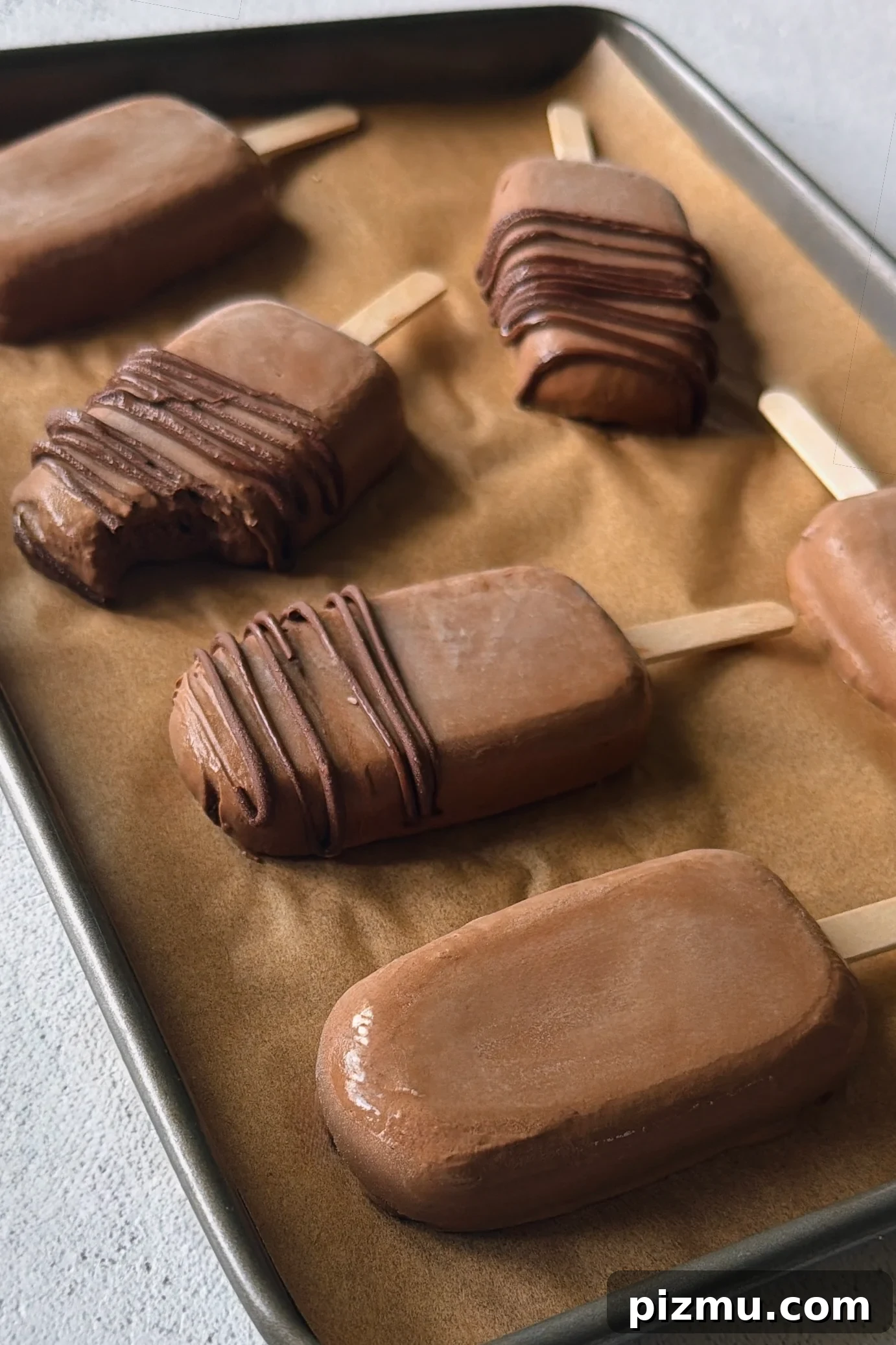 Homemade Chocolate Fudgesicles Recipe 5 Homemade fudgesicle pops.