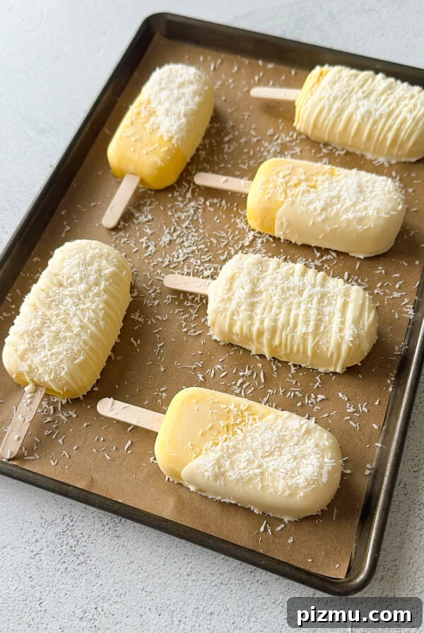 Mango coconut ice cream bars.