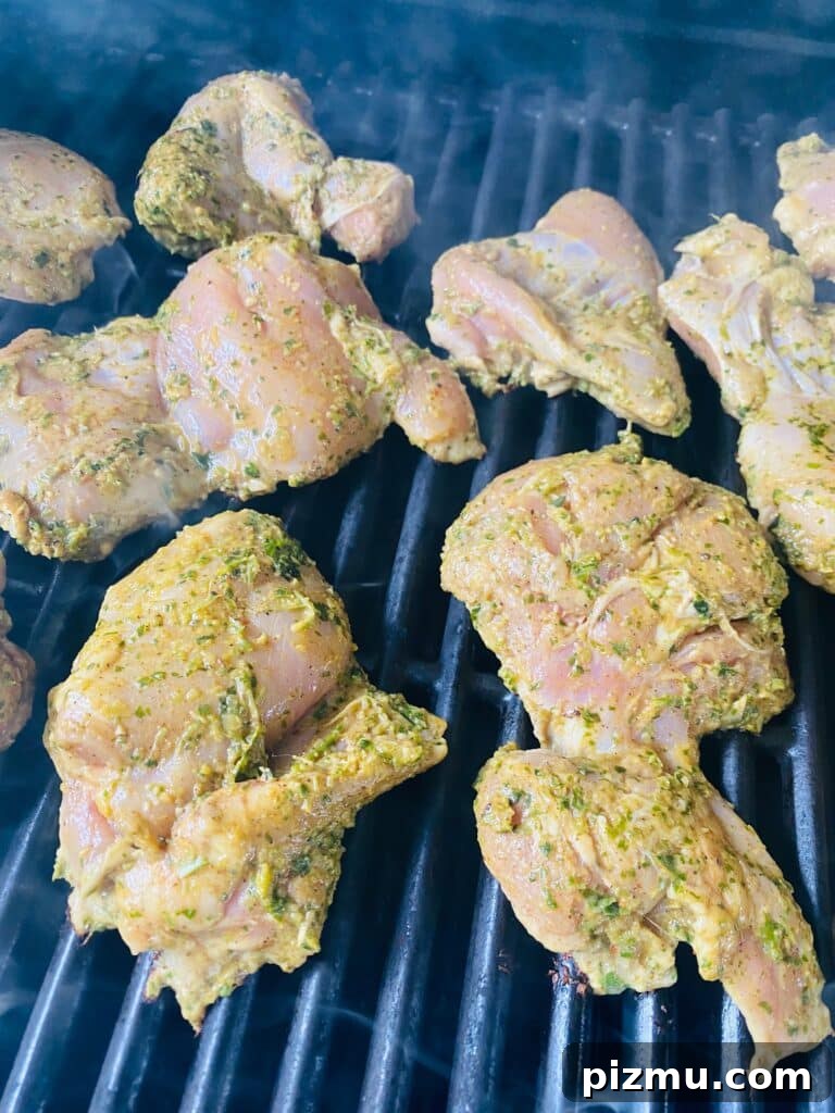 Jamaican Jerk Grilled Chicken Recipe 5 chicken on the grill before cooking