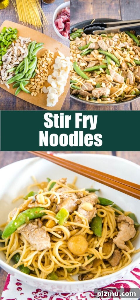 Garlic Sesame Stir-Fry Noodles with Veggies 9 pinterest collage of asian noodles