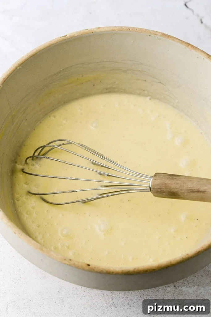 whisk in greek yogurt and cream