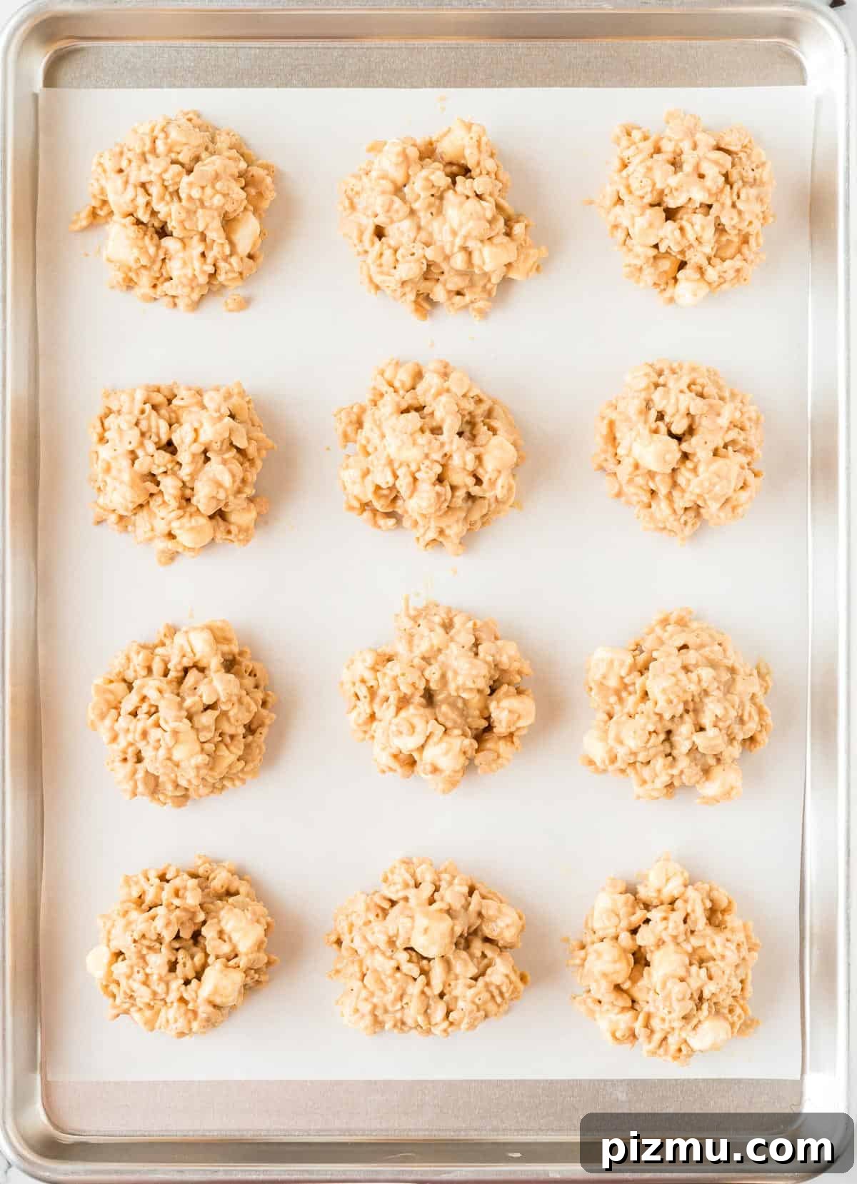 no bake avalanche cookies formed on a sheet pan