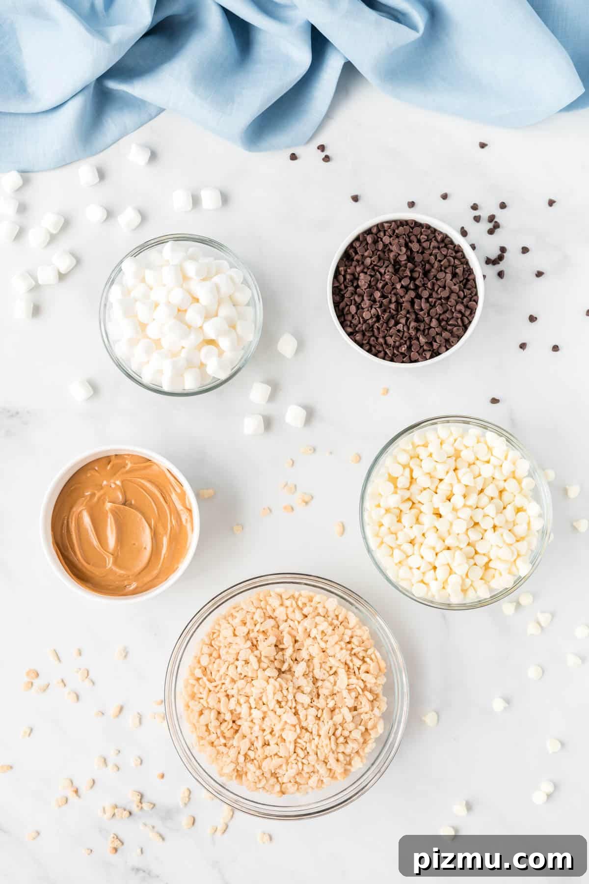 avalanche cookies ingredients in glass bowls