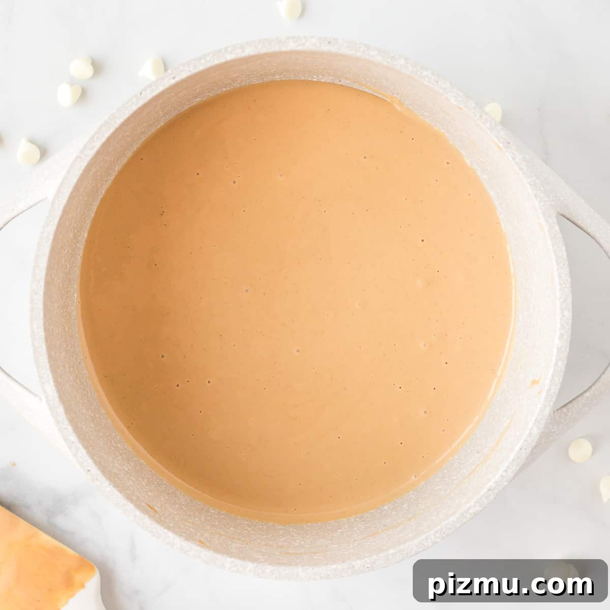 melted white chocolate and peanut butter
