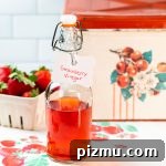 Bottle of strawberry vinegar.
