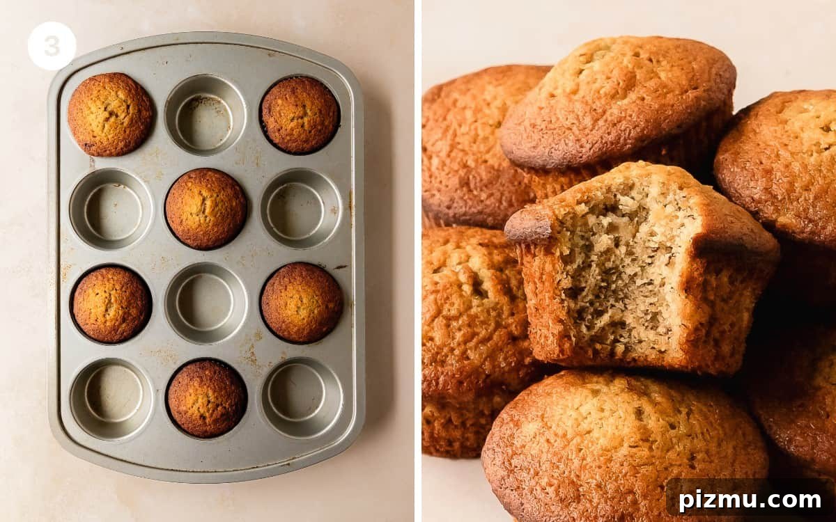 Small-Batch Banana Muffins (Makes 2) 5 Freshly baked two-banana muffins, soft and moist, perfect for breakfast or snack.
