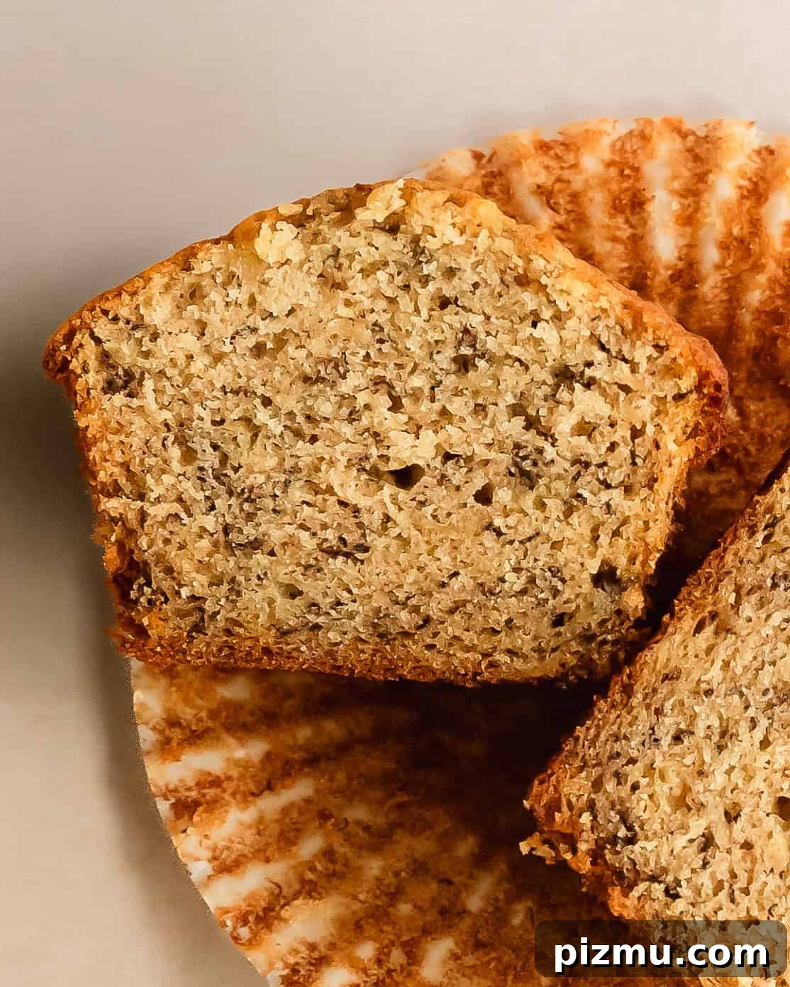 Small-Batch Banana Muffins (Makes 2) 7 Two banana muffins are soft, moist and fluffy.