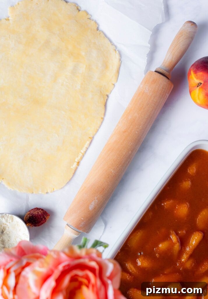 Classic Old-Fashioned Peach Cobbler Recipe 4 Cobbler crust dough finished rolling.