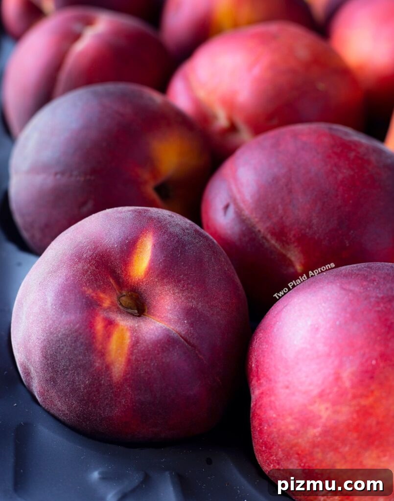 Classic Old-Fashioned Peach Cobbler Recipe 8 A tray of ripe yellow peaches.