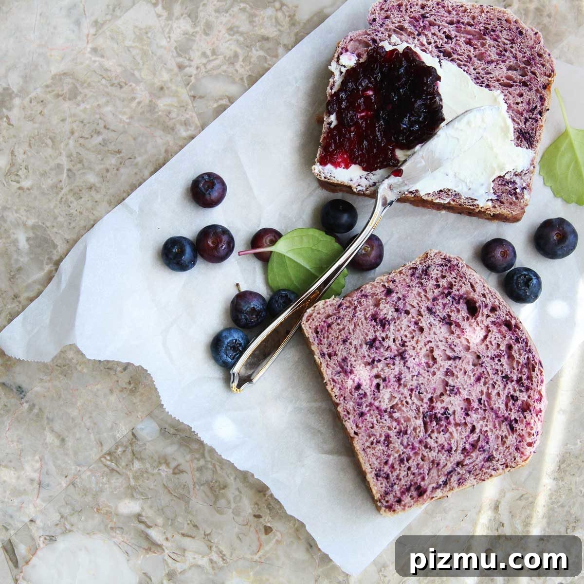 Classic Eggless Dairy-Free Blueberry Yeast Bread Recipe 3 Blueberry bread close-up