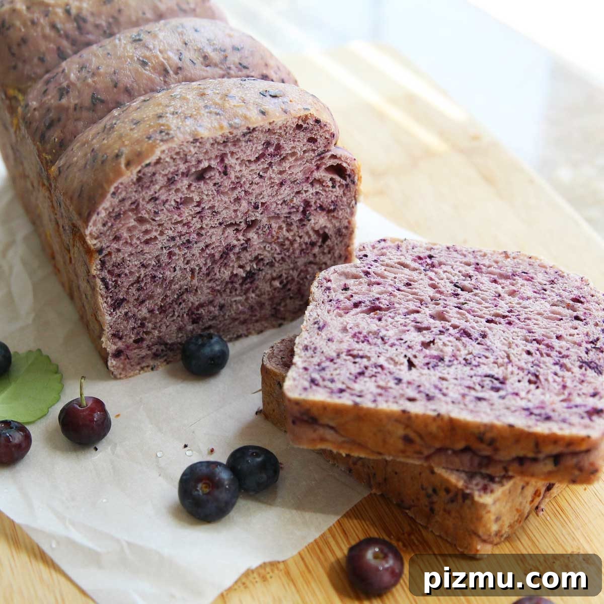 Classic Eggless Dairy-Free Blueberry Yeast Bread Recipe 15 Bread slices
