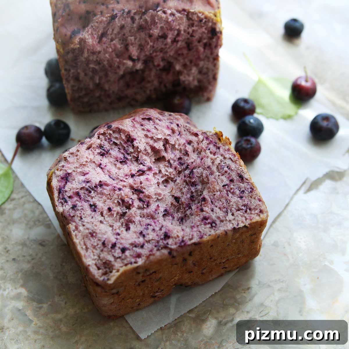 Classic Eggless Dairy-Free Blueberry Yeast Bread Recipe 16 sliced blueberry bread