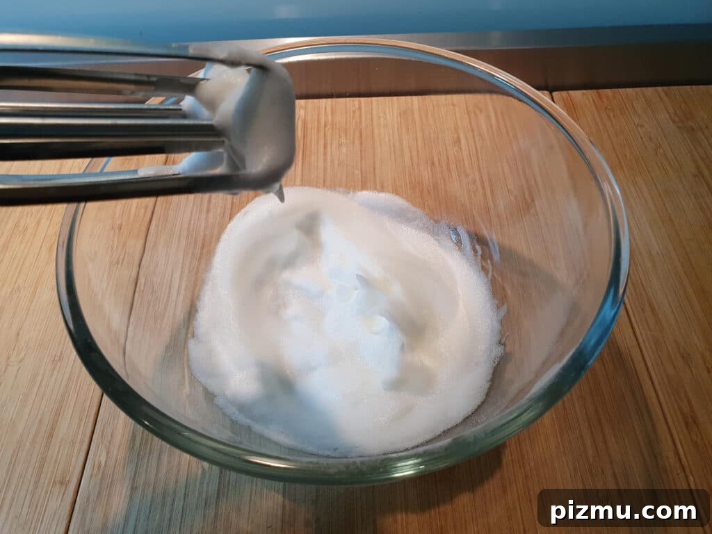 Whipping egg white to soft peaks