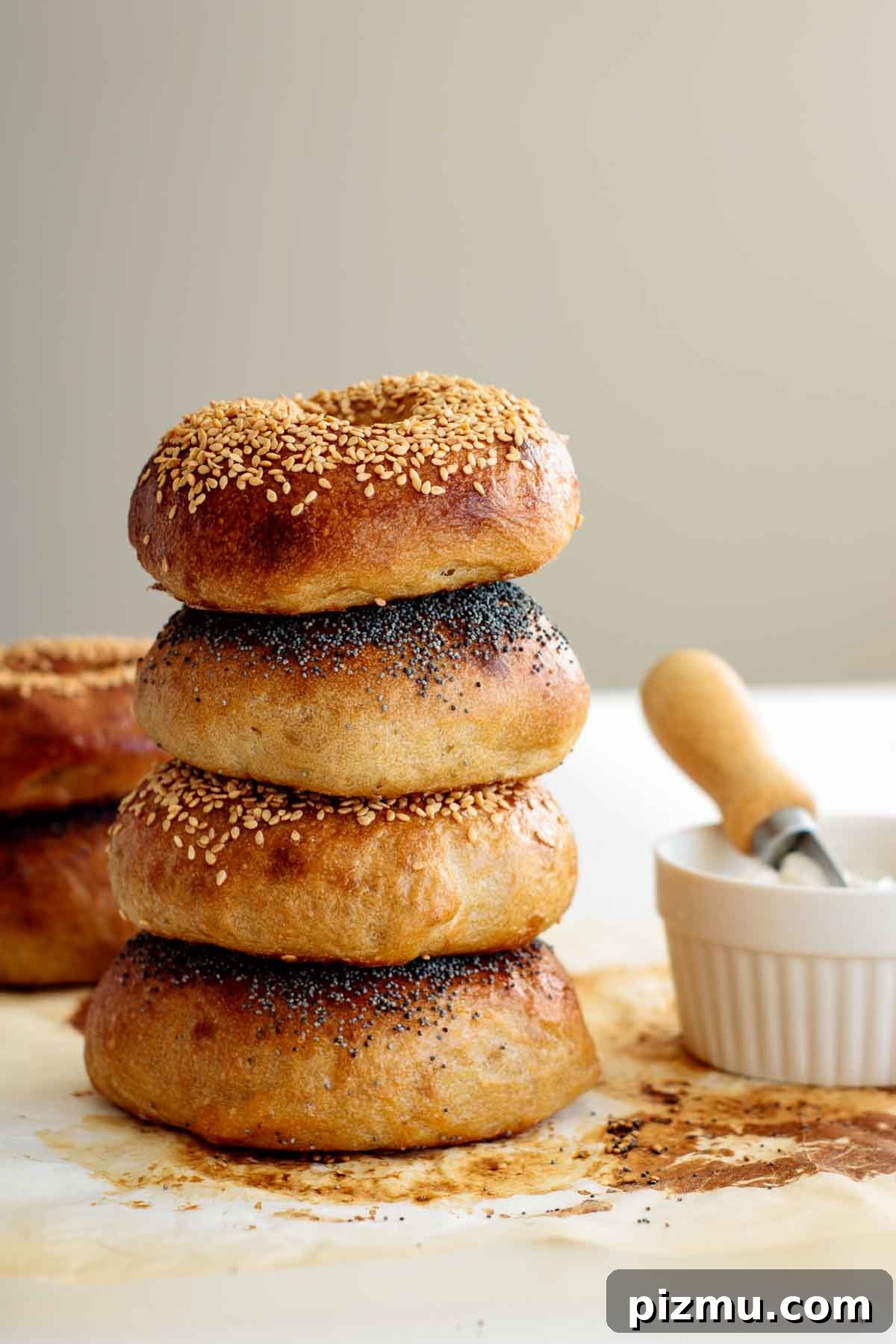 How to Make Sourdough Bagels at Home 2 stack of bagels