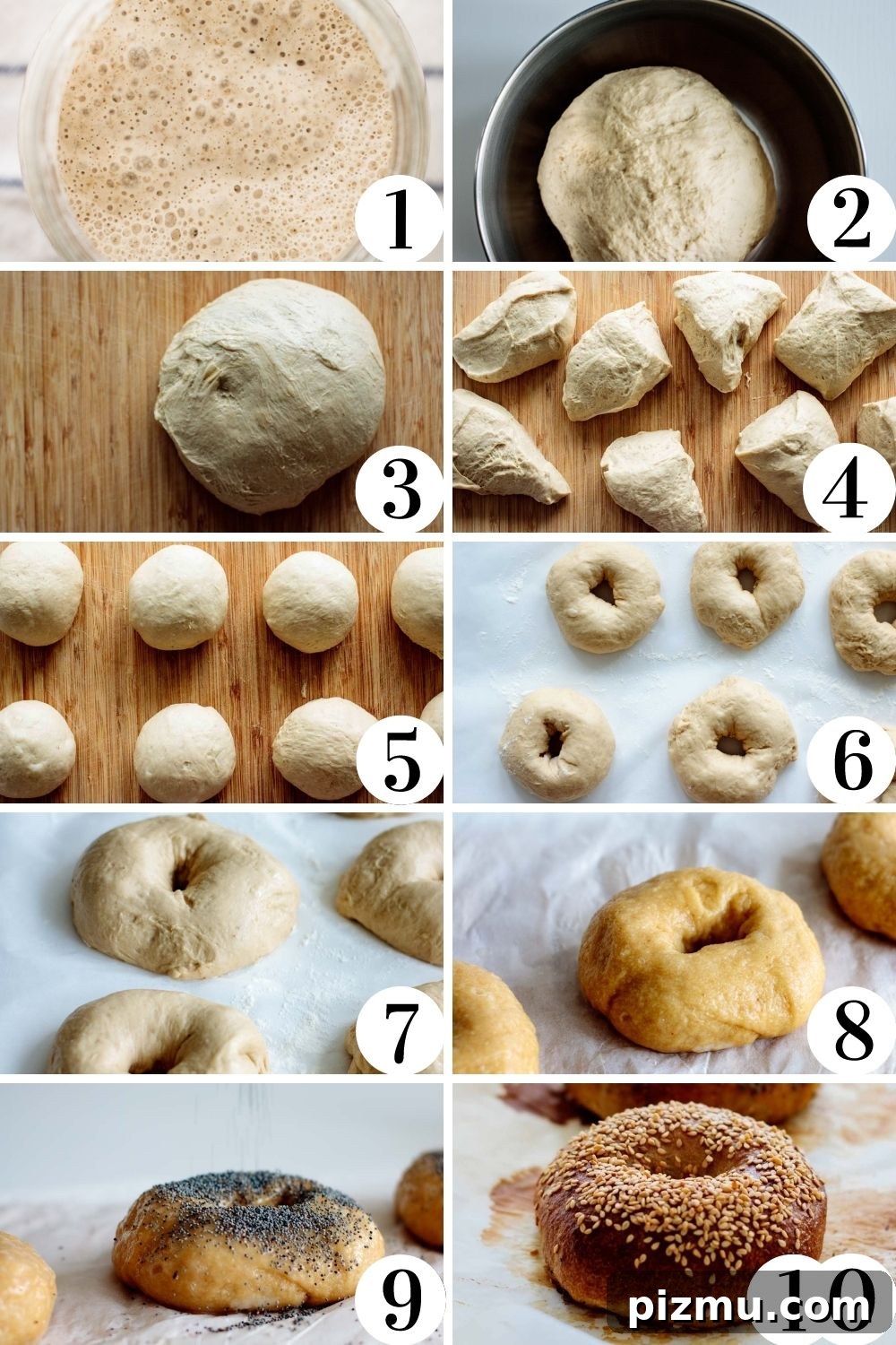 How to Make Sourdough Bagels at Home 6 collage of the directions to make this recipe