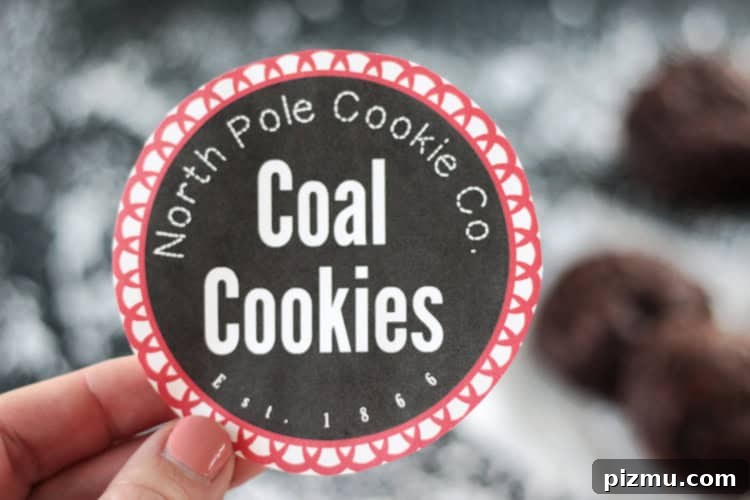 North Pole Coal Cookies with Free Printable Cookie Labels 4 hand holding printable cookie label