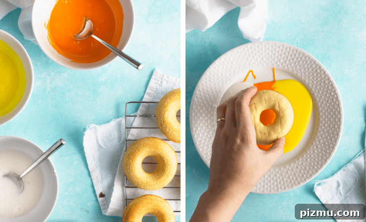 Candy Corn Donuts Recipe for Halloween 3 Step-by-step photos for making candy corn doughnuts