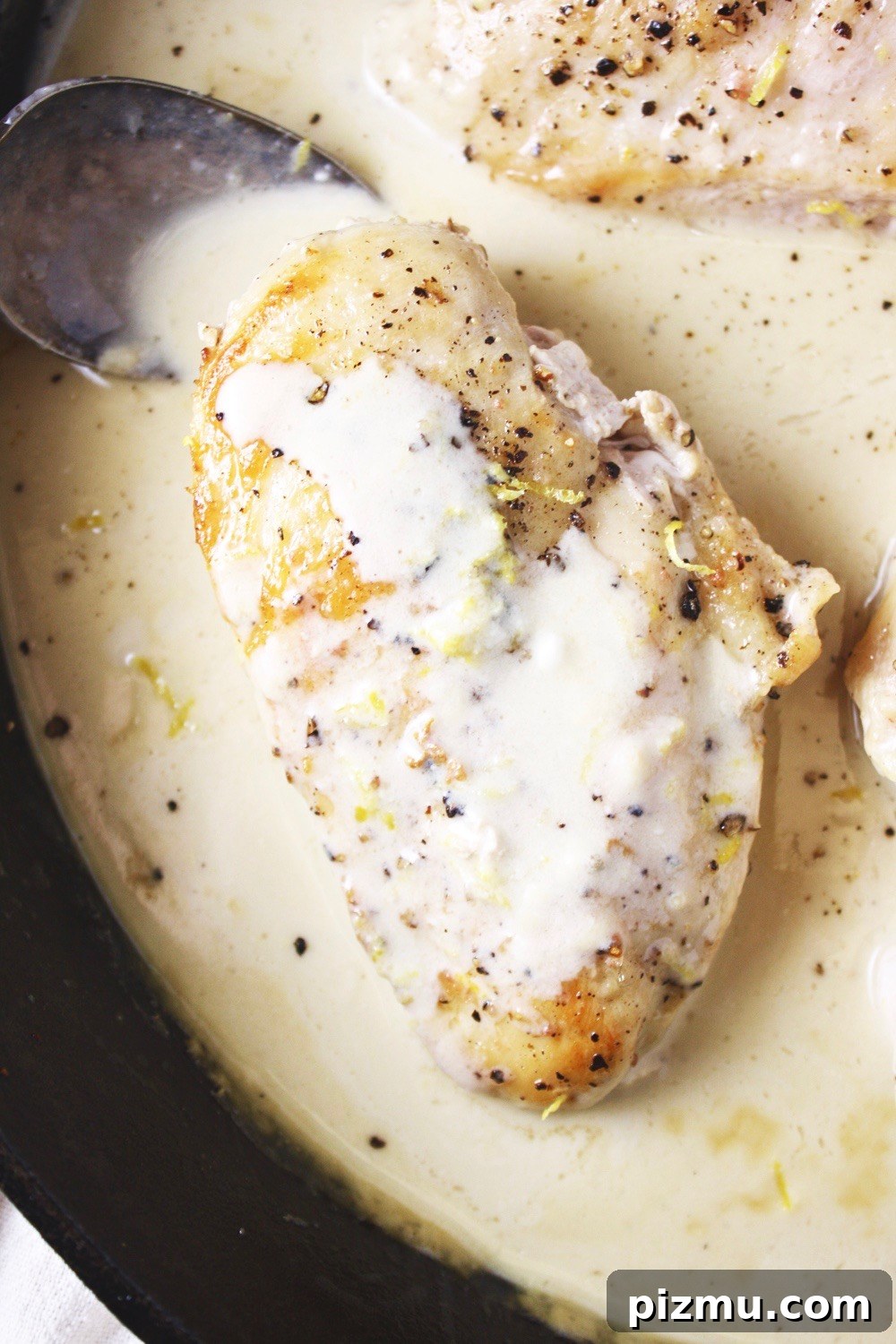 One-Pan Coconut Lemon Chicken Skillet 5 One Pan Lemon Coconut Chicken! This recipe takes literally 3 ingredients and 20 minutes to make! It couldn’t get any easier than this, and the flavor is outstanding! I love serving this over rice. TheGarlicDiaries.com