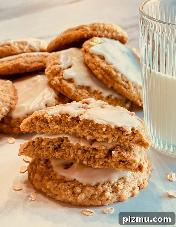 Chewy Iced Oatmeal Cookies with Brown Sugar Glaze 2 Oatmeal Cookies.