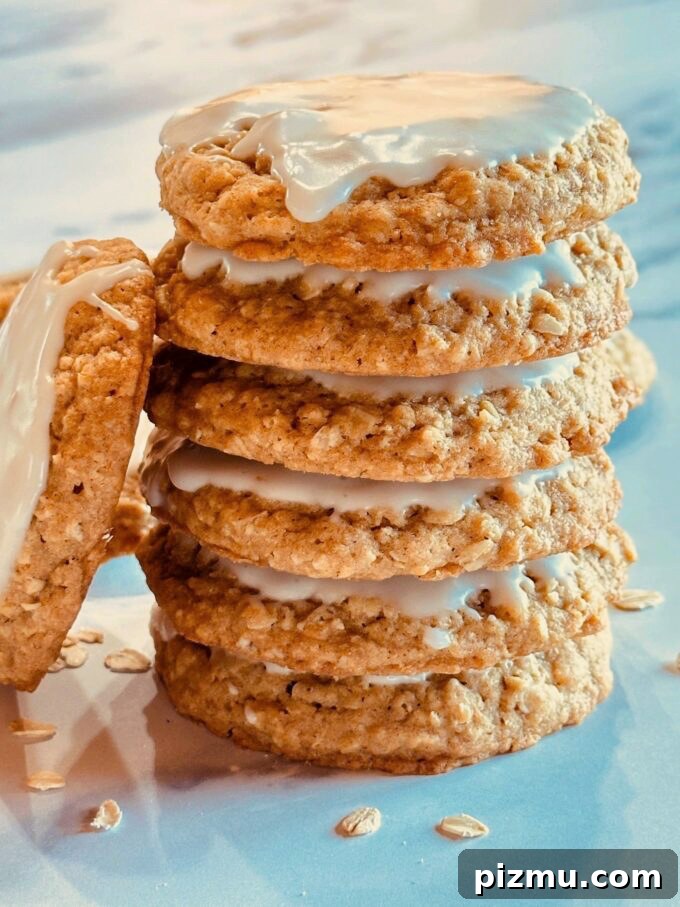 Chewy Iced Oatmeal Cookies with Brown Sugar Glaze 5 Iced Oatmeal Cookies.