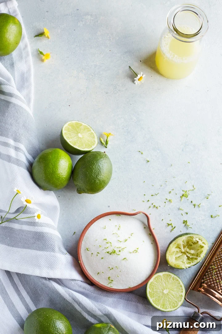 How to Make Lime Curd: Zesty Homemade Recipe 3 bowl of sugar, fresh limes, and lime juice arranged on a background