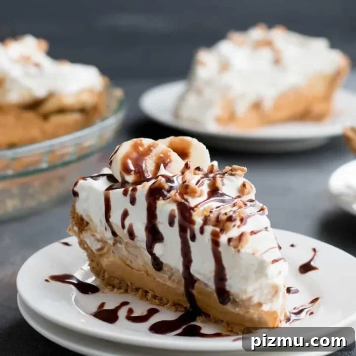 Easy Banoffee Cream Pie pairs the short cut of dulce de leche with the twist of adding cream cheese. A drizzle of Nutella syrup takes it over the top!