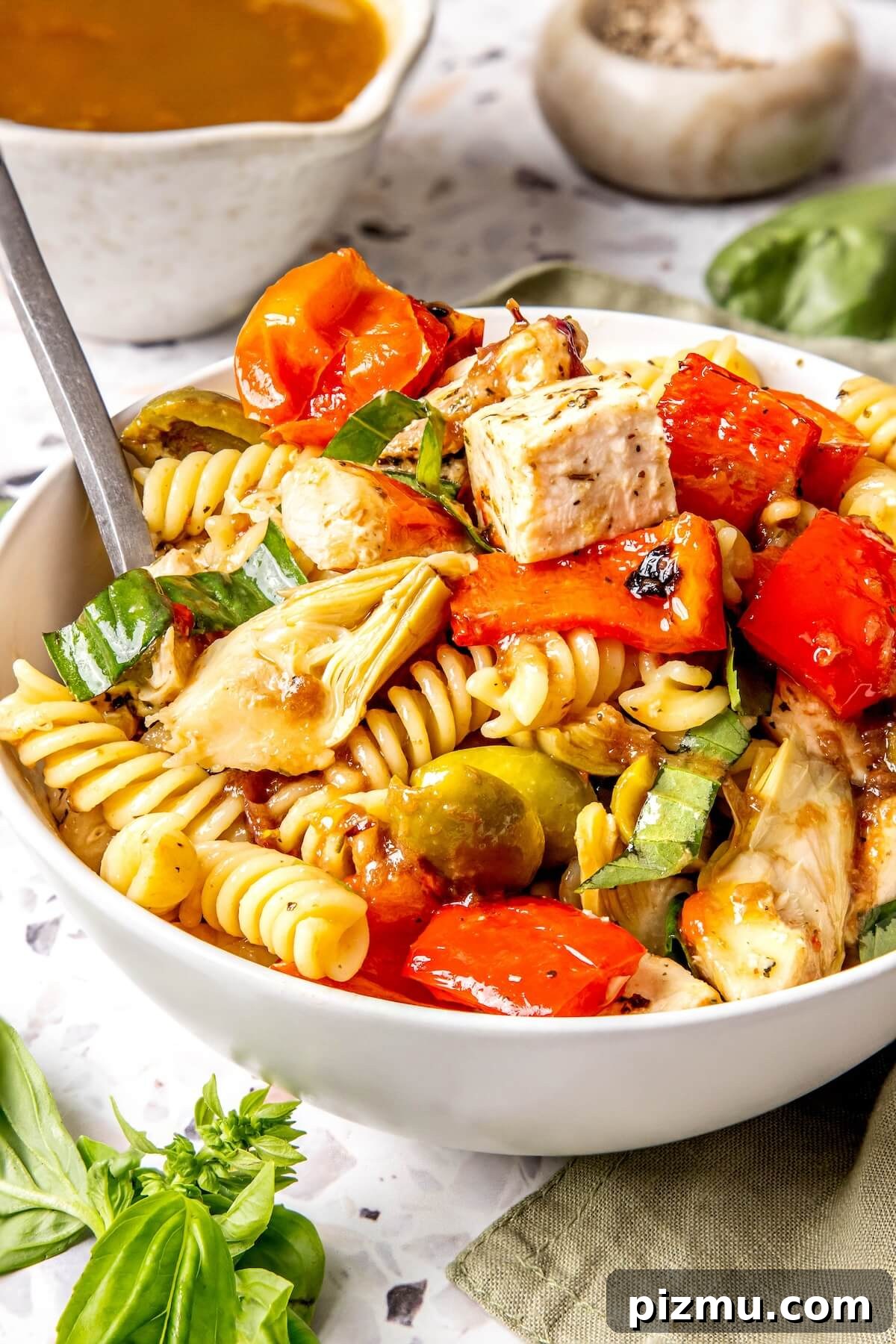 Gluten Free Chicken Pasta Salad with Roasted Shallot Vinaigrette 4 Chicken and Veggie Pasta Salad - Olivia Adriance