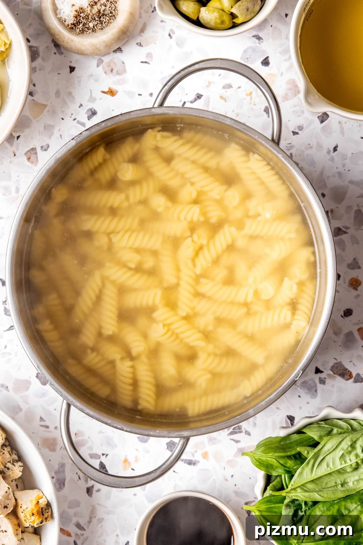 Gluten Free Chicken Pasta Salad with Roasted Shallot Vinaigrette 8 How to Make Chicken and Veggie Pasta Salad Step 3 - Olivia Adriance