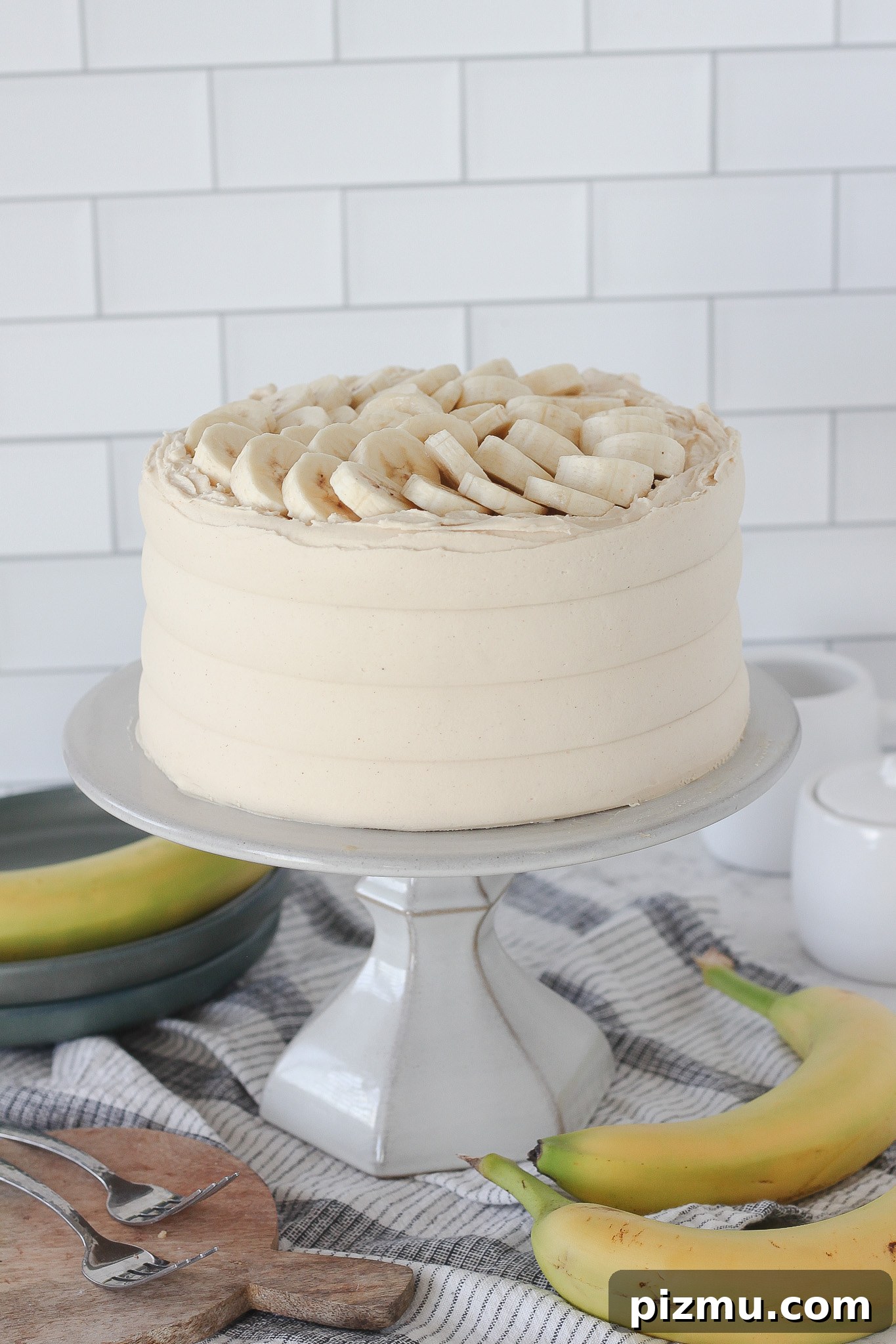 Decadent Peanut Butter Banana Cake Recipe 2 Peanut butter banana cake slice