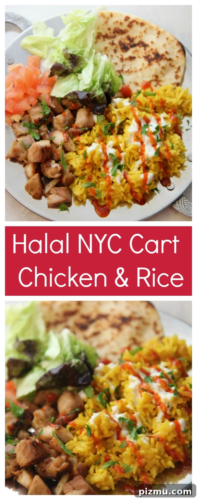Where to Find NYC Halal Cart Chicken and Rice 6 This Halal NYC Cart Chicken and Rice recipe can be found at cookedbyjulie.com
